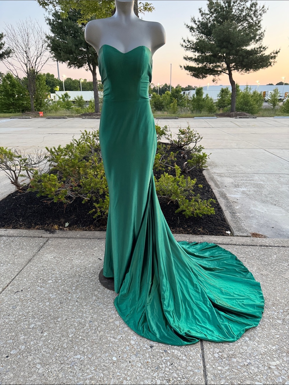 Pantora Emerald Green Strapless Mermaid Gown | Size 8 | Dramatic Train